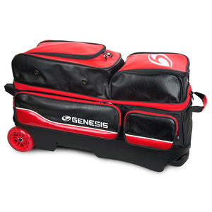 Genesis Carbon™ 3 Ball Roller Bowling Bag (Black / Red - Side)