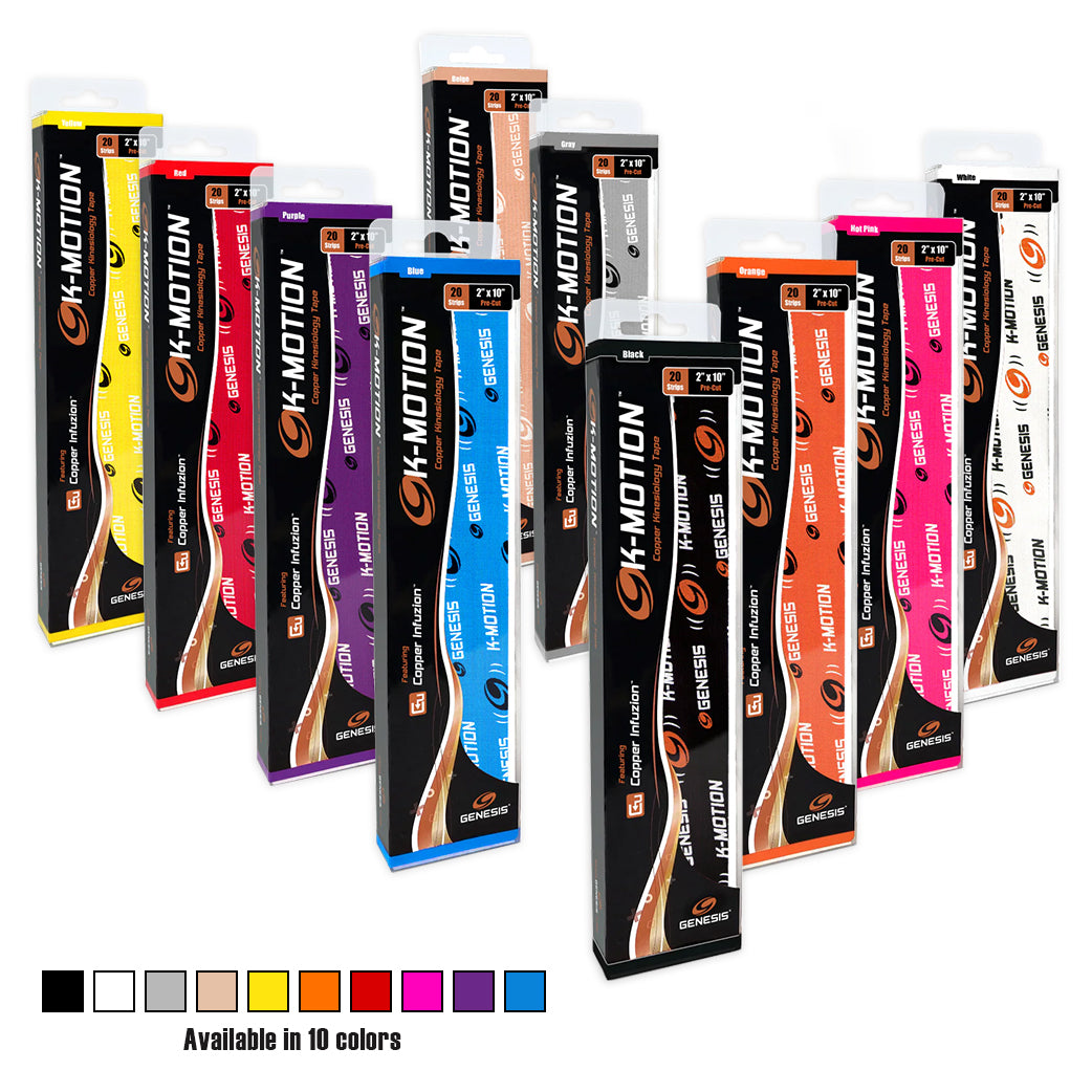 Genesis K-Motion Pre-Cut Kinesiology Tape Strips White