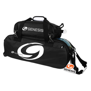 Genesis Sport™ - 3 Ball Tote Roller Bowling Bag with Add-On Shoe Bag (Black)