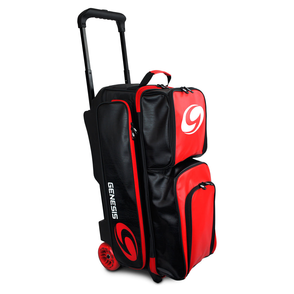 Genesis Carbon Triple Roller Bowling Bag - Black/Red