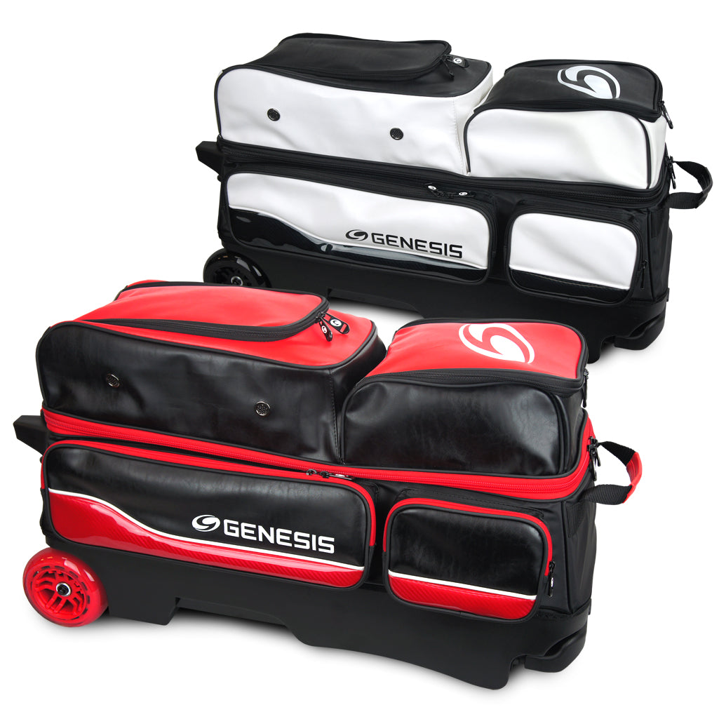 Genesis Carbon Triple Roller Bowling Bag - Black/Red