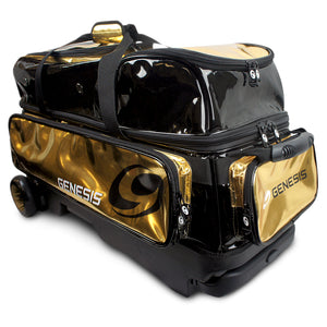 Genesis Dually™ 3 Ball Roller Bowling Bag (Black / Gold - front)