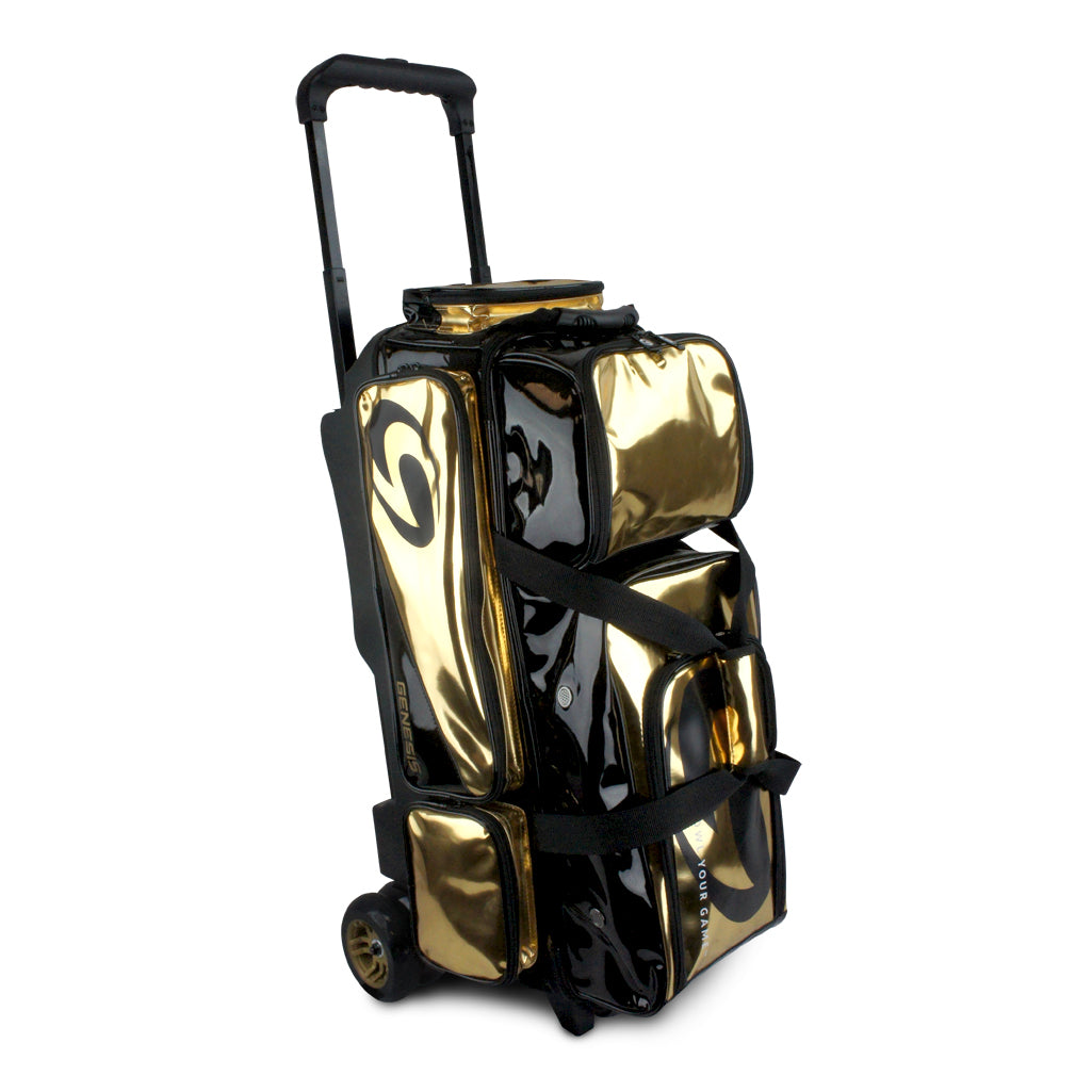 900 Global Deluxe 3 Ball Roller Bowling Bag- Blue/Gold