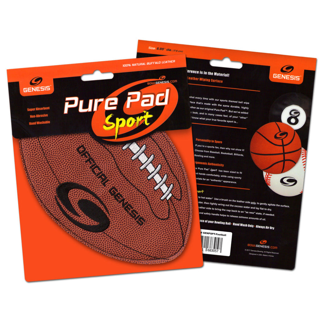 Genesis Pure Pad™ Sport - Sports Themed Buffalo Leather Ball Wipe Pad (Packaging)