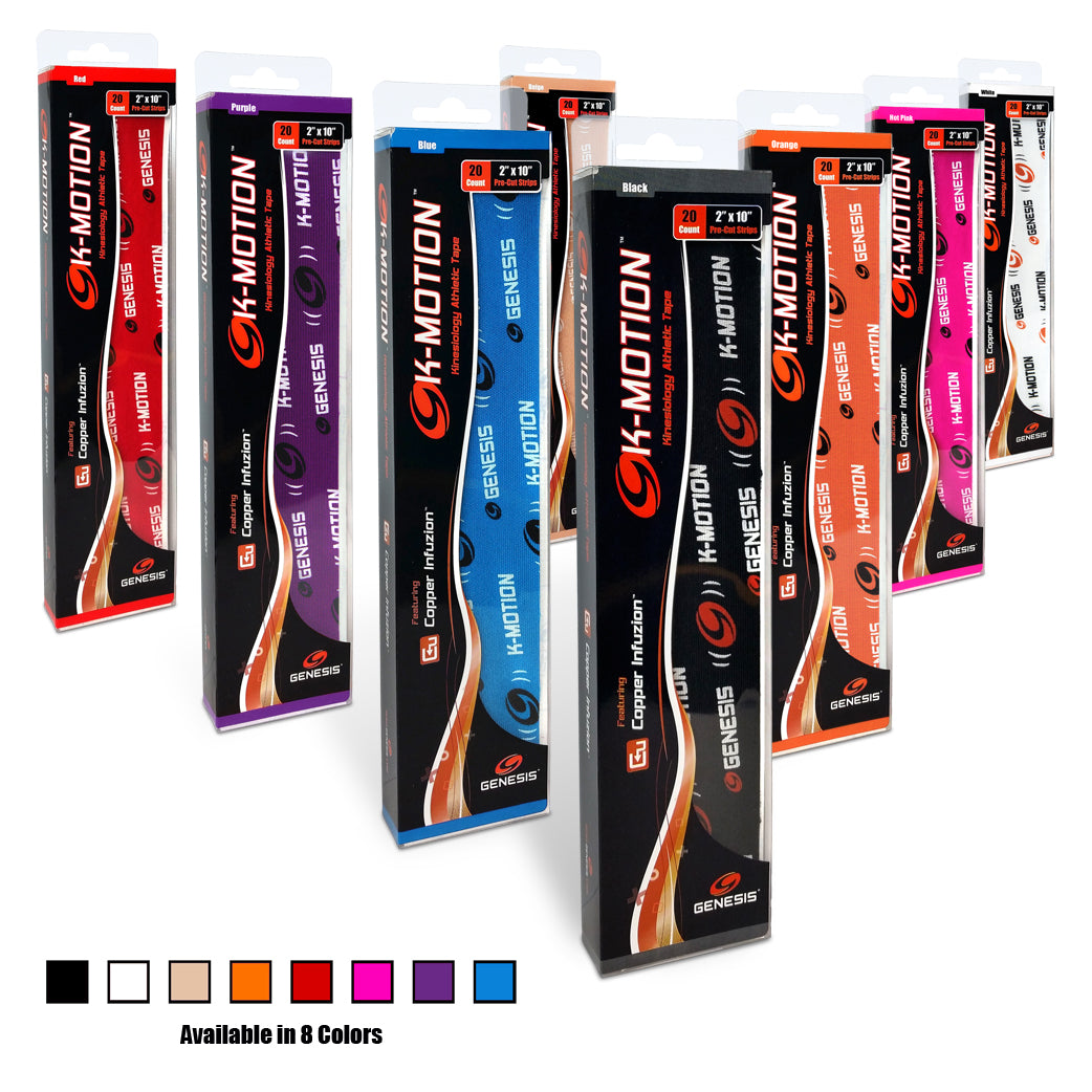 Genesis K-Motion™ Pre-Cut Strips - Copper Infused Kinesiology Tape